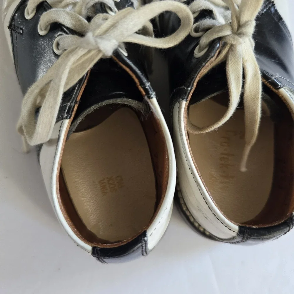 Vintage 1973 Baby Saddle Shoes Black White Pro-tek-tiv Hard‎ Bottom Size 6.5